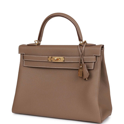 Hermes Kelly 32 Retourne Etoupe Togo Gold Hardware