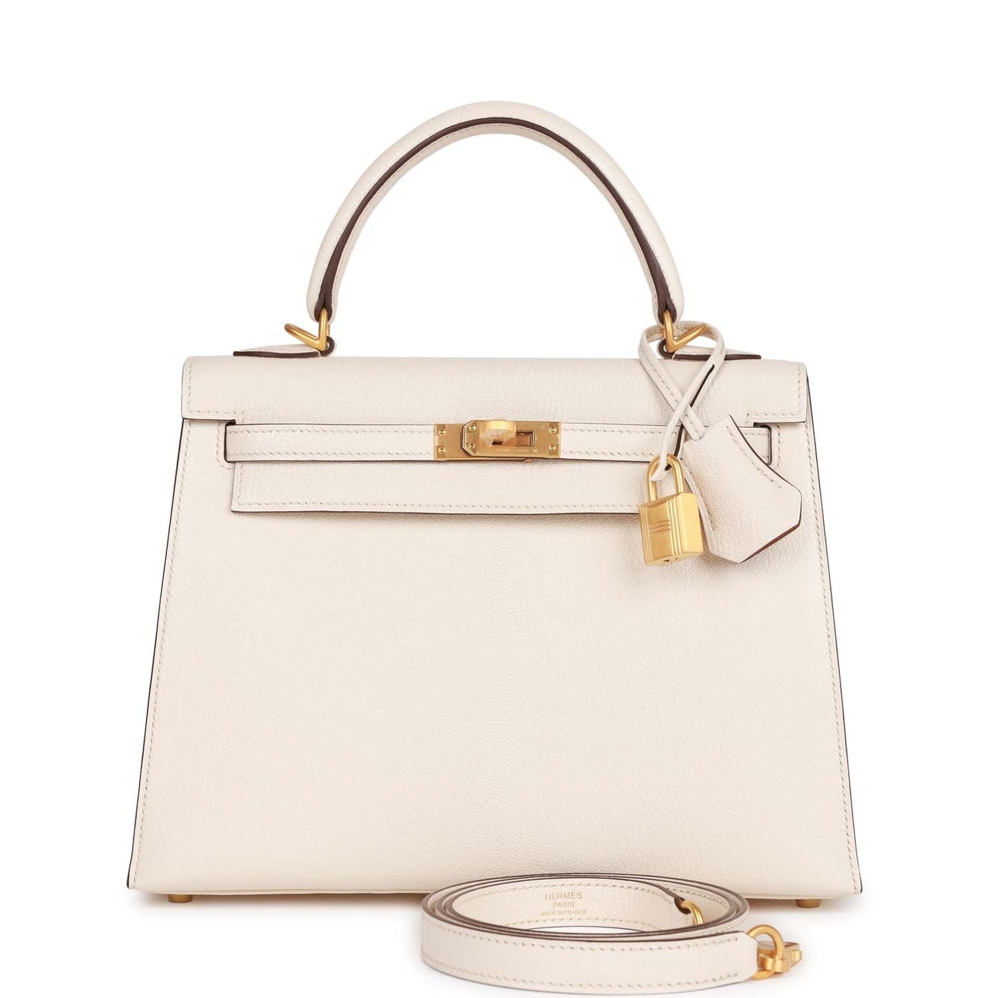 Hermes Kelly 25 Sellier Nata Verso Chevre Brushed Gold Hardware