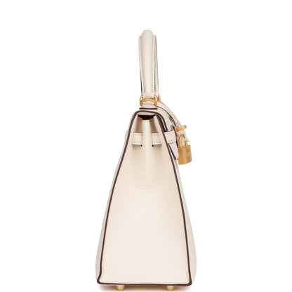 Hermes Kelly 25 Sellier Nata Verso Chevre Brushed Gold Hardware