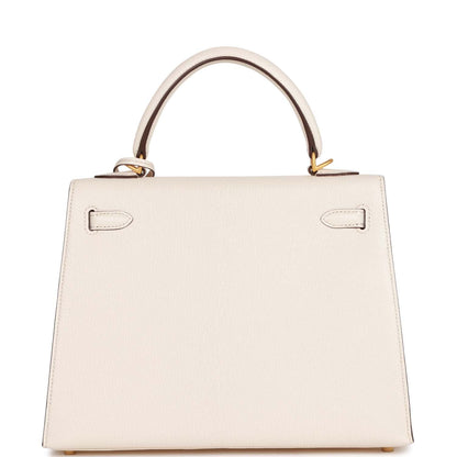 Hermes Kelly 25 Sellier Nata Verso Chevre Brushed Gold Hardware
