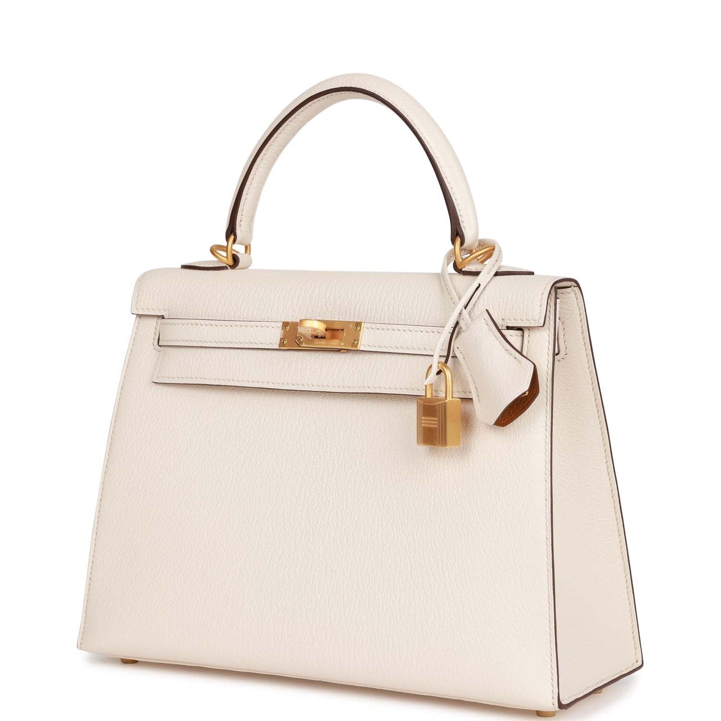 Hermes Kelly 25 Sellier Nata Verso Chevre Brushed Gold Hardware
