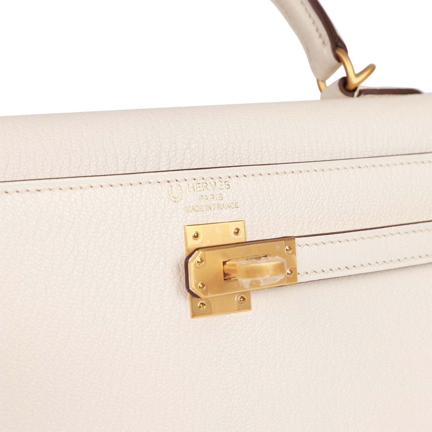 Hermes Kelly 25 Sellier Nata Verso Chevre Brushed Gold Hardware