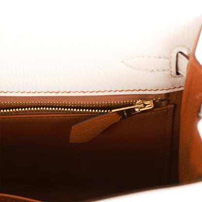 Hermes Kelly 25 Sellier Nata Verso Chevre Brushed Gold Hardware