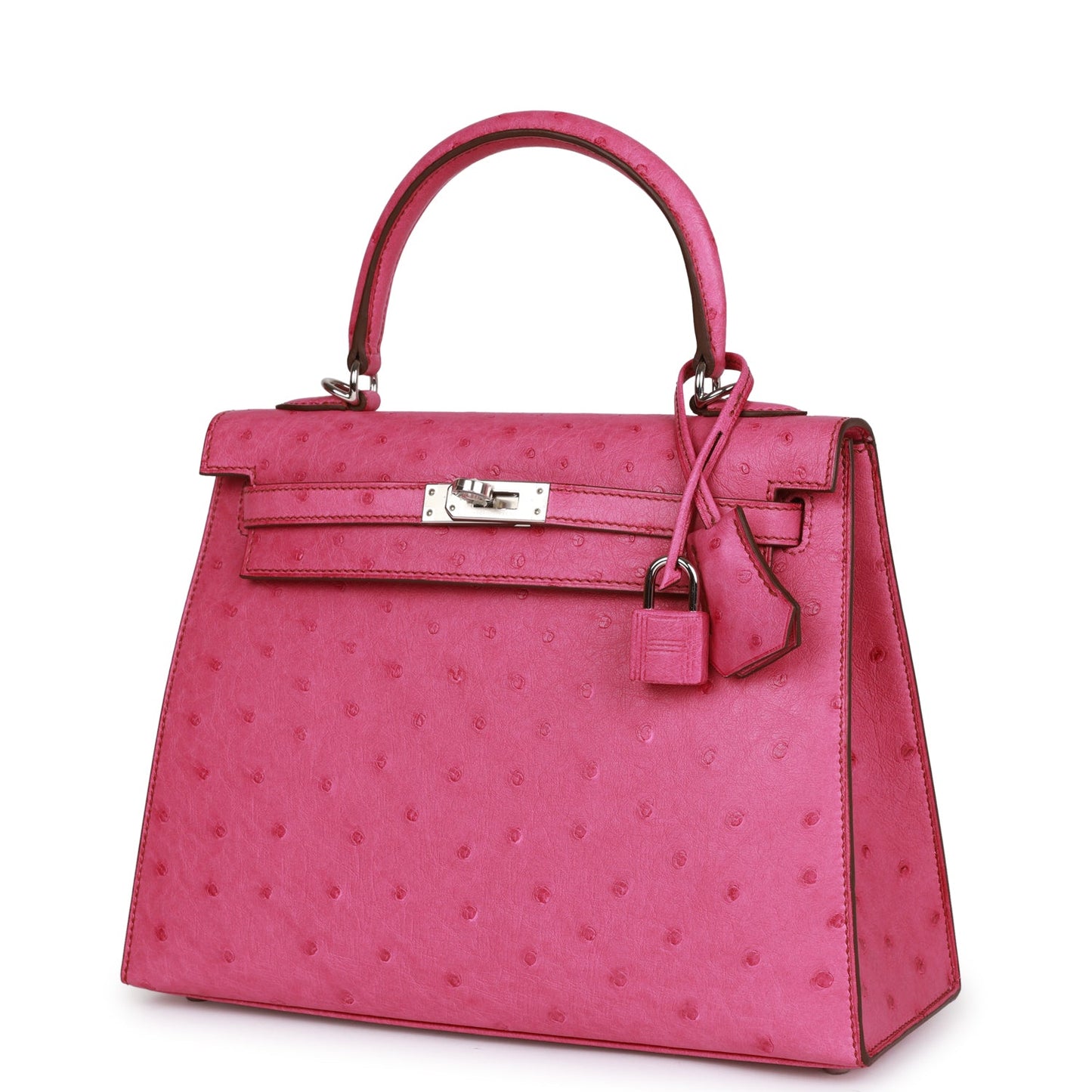 Hermes Kelly 25 Sellier Fuchsia Ostrich Palladium Hardware
