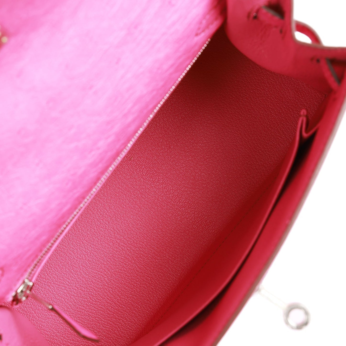 Hermes Kelly 25 Sellier Fuchsia Ostrich Palladium Hardware