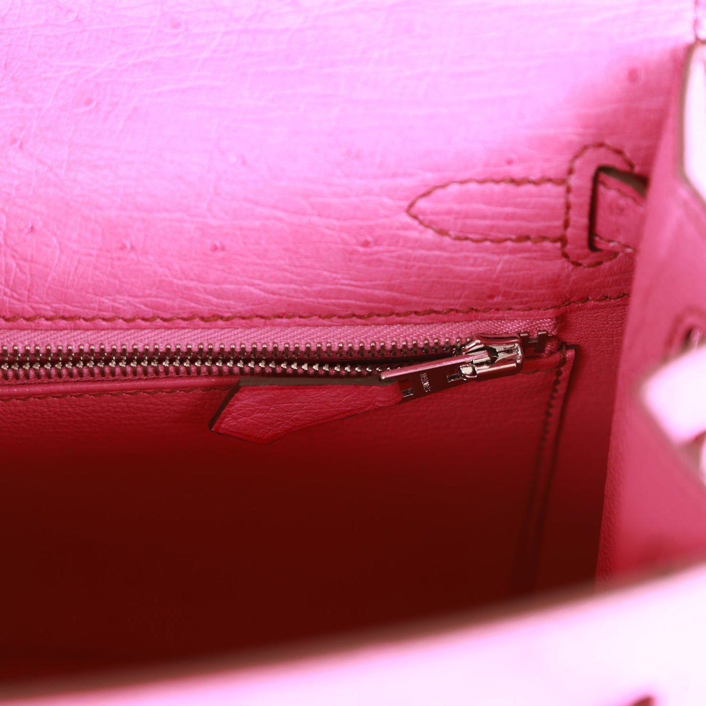 Hermes Kelly 25 Sellier Fuchsia Ostrich Palladium Hardware