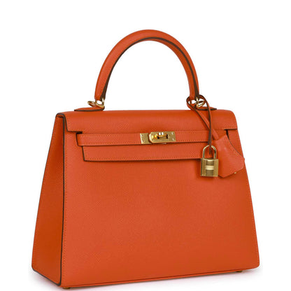 Hermes Kelly 25 Sellier Feu Epsom Gold Hardware