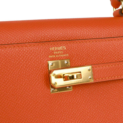 Hermes Kelly 25 Sellier Feu Epsom Gold Hardware