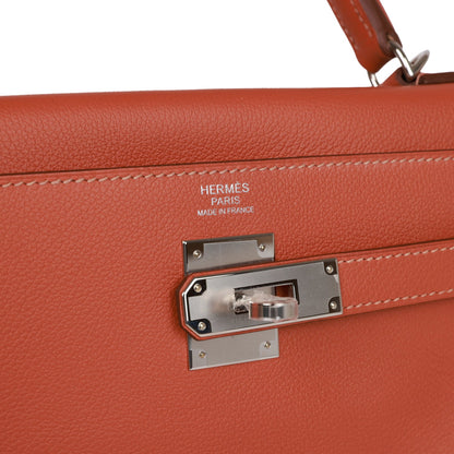 Hermes Kelly 32 Retourne Blush Verso Evercolor Palladium Hardware