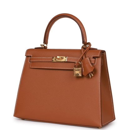 Hermes Kelly 25 Sellier Gold Epsom Gold Hardware
