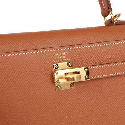 Hermes Kelly 25 Sellier Gold Epsom Gold Hardware