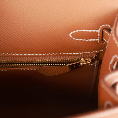 Hermes Kelly 25 Sellier Gold Epsom Gold Hardware