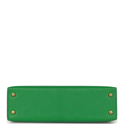 Hermes Kelly 20 Sellier Bambou Chevre Gold Hardware