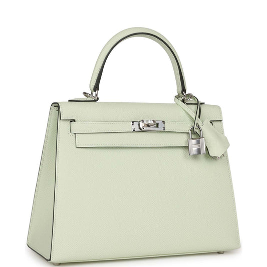 Hermes Kelly 25 Sellier Vert Fizz Epsom Palladium Hardware