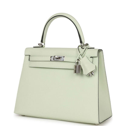 Hermes Kelly 25 Sellier Vert Fizz Epsom Palladium Hardware