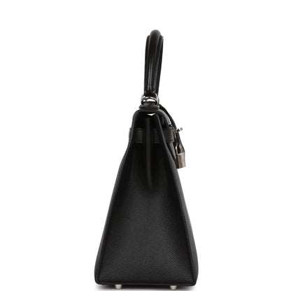 Hermes Kelly 28 Sellier Black Epsom Palladium Hardware