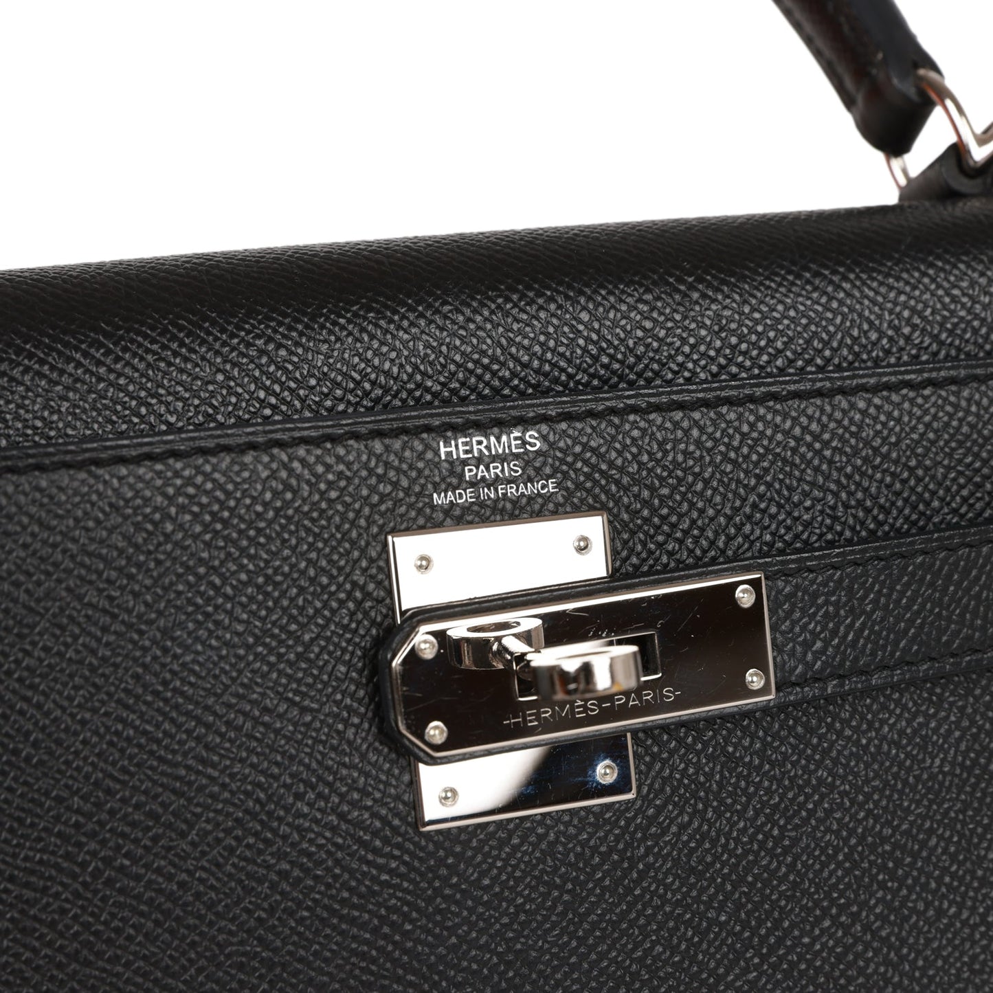 Hermes Kelly 28 Sellier Black Epsom Palladium Hardware