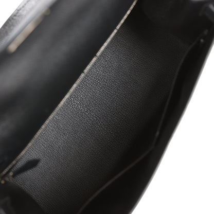 Hermes Kelly 28 Sellier Black Epsom Palladium Hardware