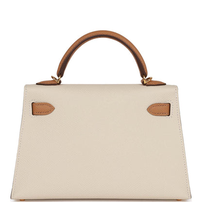 Hermes Special Order (HSS) Kelly 20 Sellier Craie and Biscuit Epsom Gold Hardware