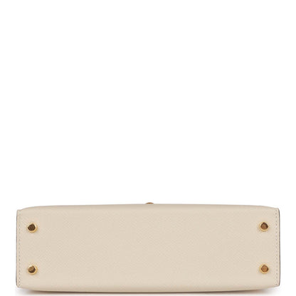 Hermes Special Order (HSS) Kelly 20 Sellier Craie and Biscuit Epsom Gold Hardware