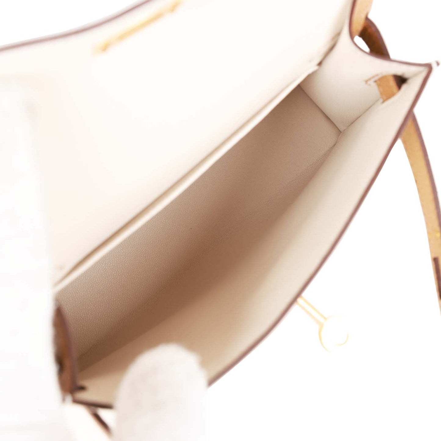 Hermes Special Order (HSS) Kelly 20 Sellier Craie and Biscuit Epsom Gold Hardware