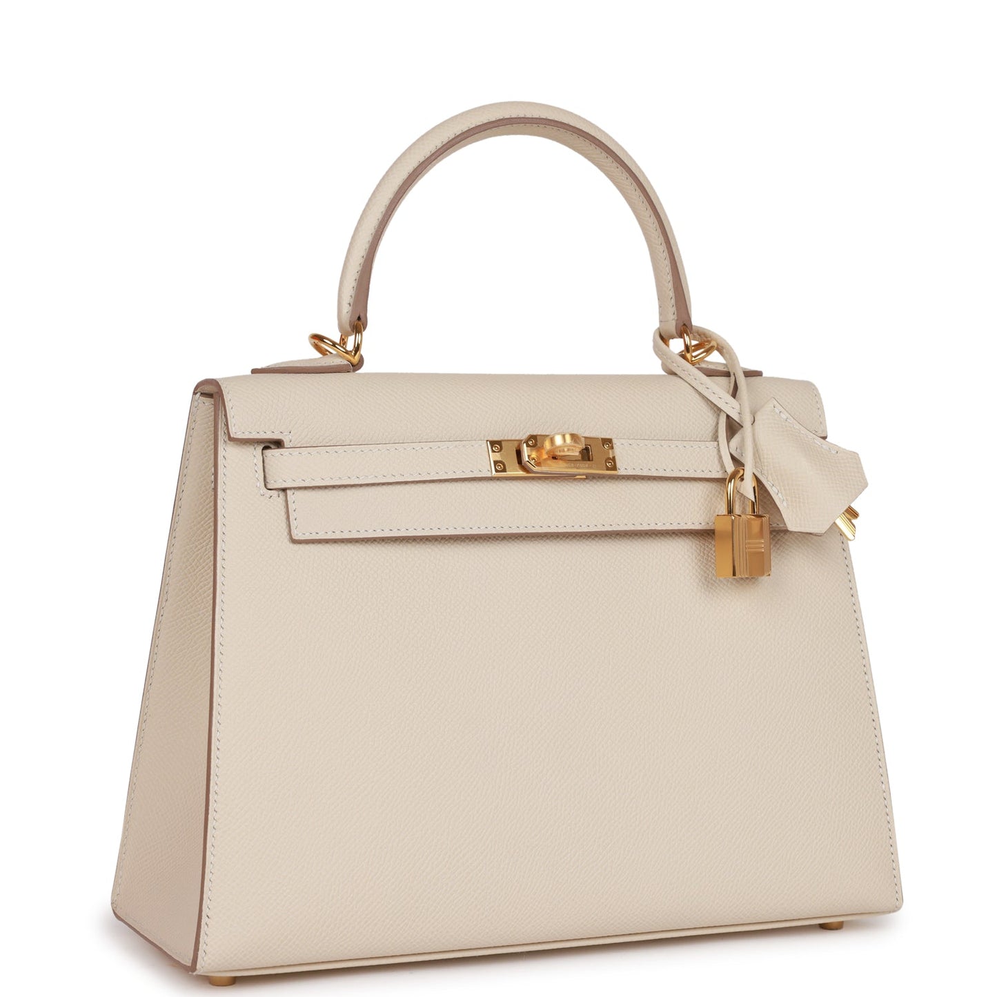Hermes Kelly 25 Sellier Craie Epsom Gold Hardware