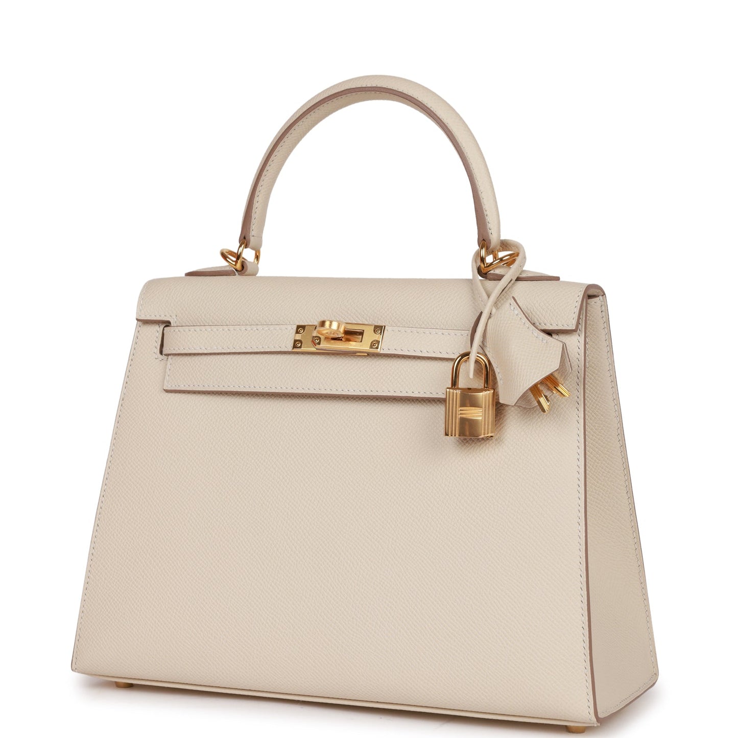 Hermes Kelly 25 Sellier Craie Epsom Gold Hardware