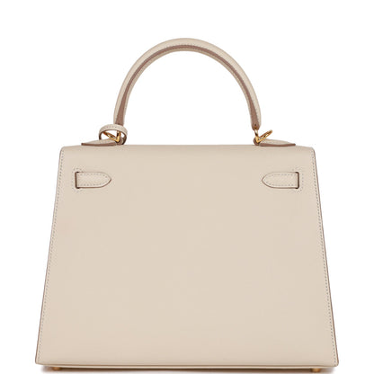 Hermes Kelly 25 Sellier Craie Epsom Gold Hardware