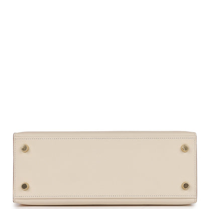 Hermes Kelly 25 Sellier Craie Epsom Gold Hardware