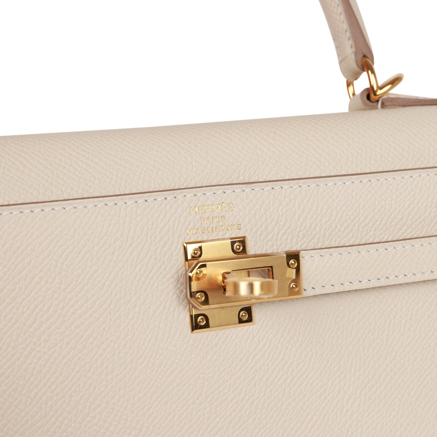 Hermes Kelly 25 Sellier Craie Epsom Gold Hardware