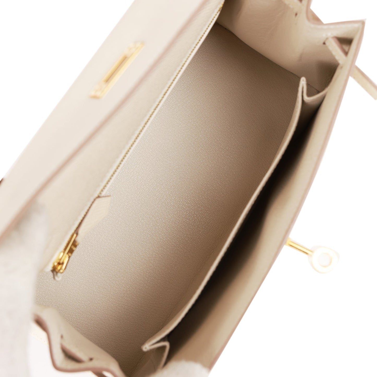 Hermes Kelly 25 Sellier Craie Epsom Gold Hardware