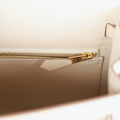 Hermes Kelly 25 Sellier Craie Epsom Gold Hardware