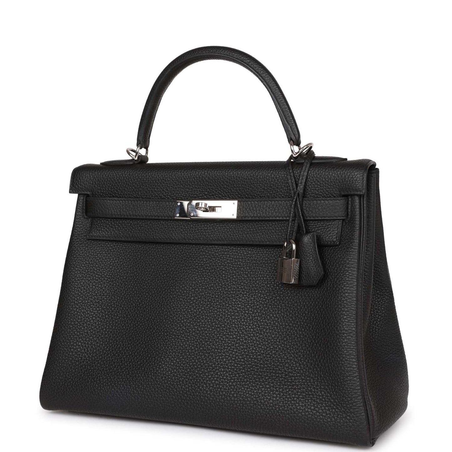 Hermes Kelly 32 Retourne Black Togo Palladium Hardware