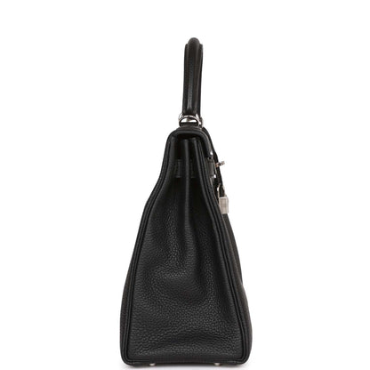 Hermes Kelly 32 Retourne Black Togo Palladium Hardware