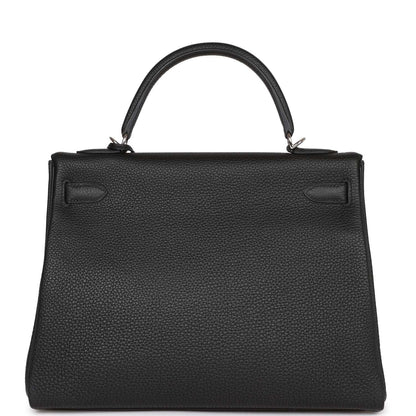 Hermes Kelly 32 Retourne Black Togo Palladium Hardware