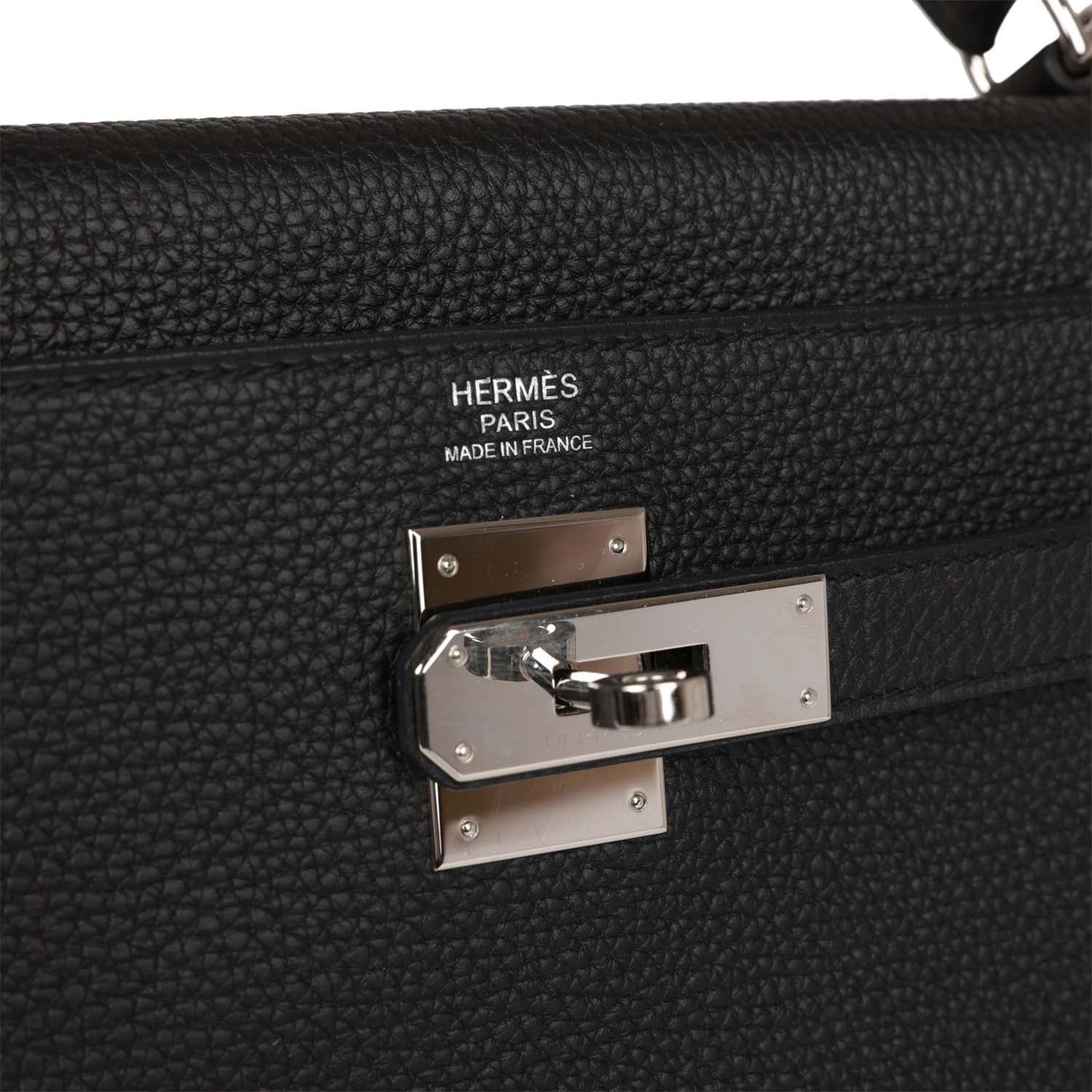 Hermes Kelly 32 Retourne Black Togo Palladium Hardware