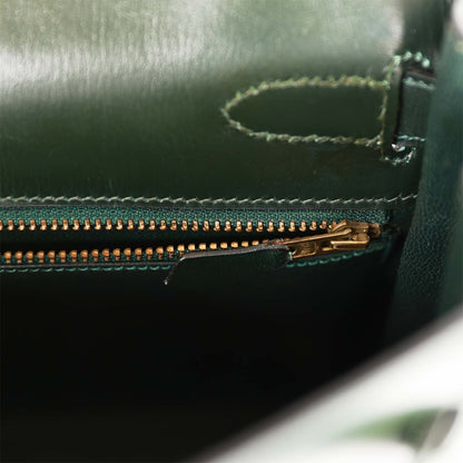 Hermes Kelly 32 Retourne Vert Fonce Box Gold Hardware