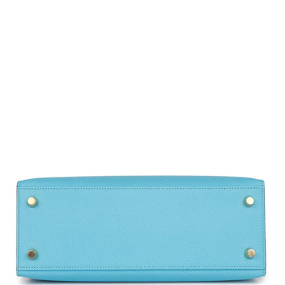 Hermes Kelly 25 Sellier Celeste Epsom Gold Hardware