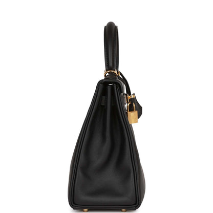 Hermes Kelly 25 Retourne Black Swift Gold Hardware