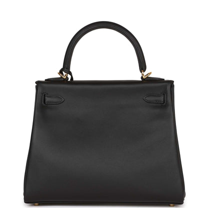 Hermes Kelly 25 Retourne Black Swift Gold Hardware