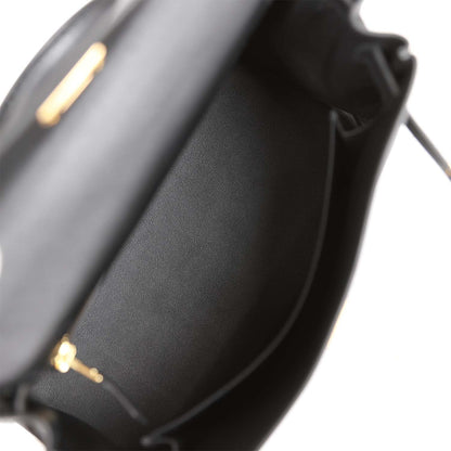 Hermes Kelly 25 Retourne Black Swift Gold Hardware