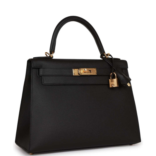 Hermes Kelly 28 Sellier Black Madame Gold Hardware