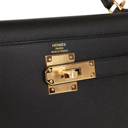 Hermes Kelly 28 Sellier Black Madame Gold Hardware