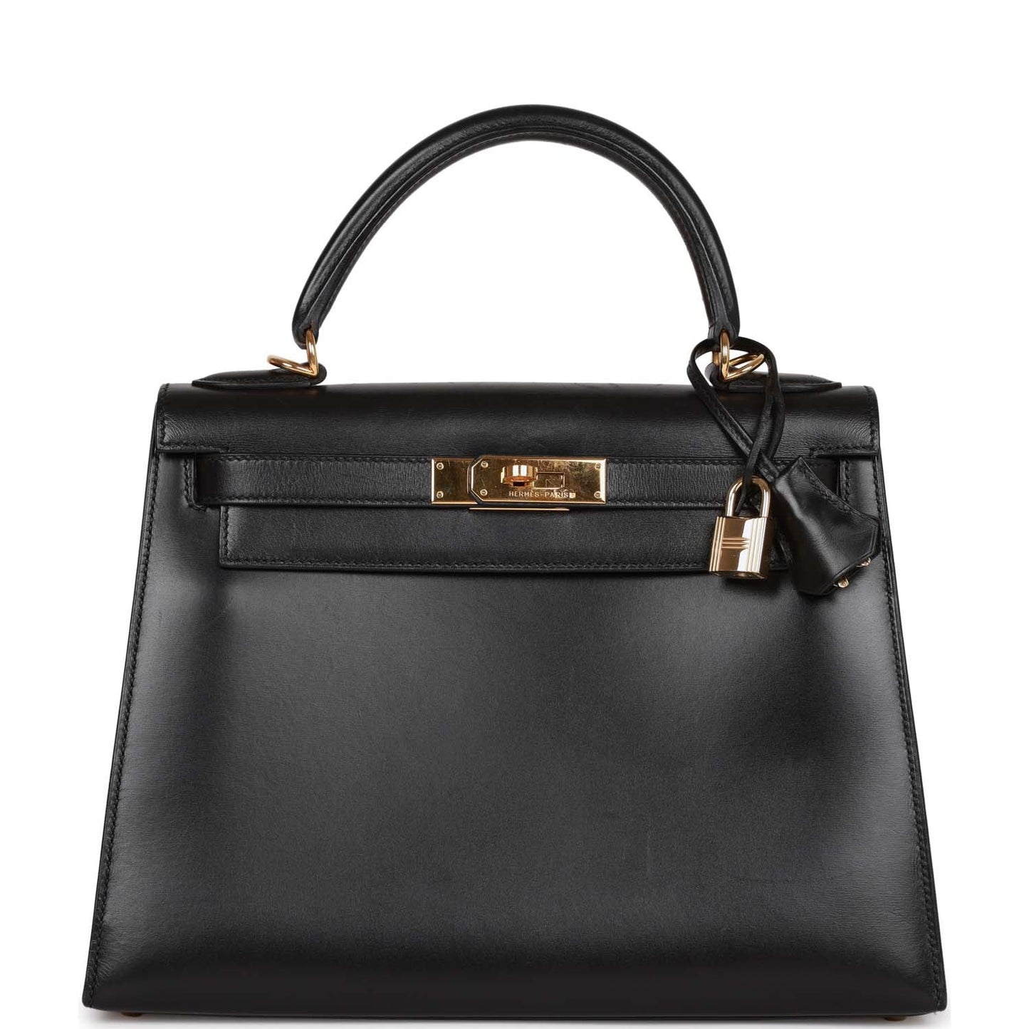 Hermes Kelly 28 Sellier Black Box Gold Hardware