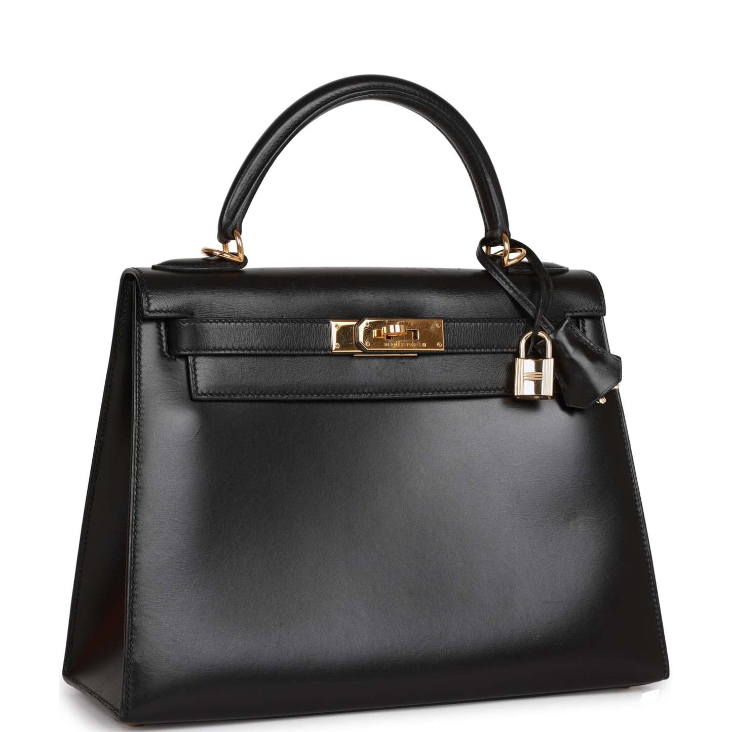 Hermes Kelly 28 Sellier Black Box Gold Hardware