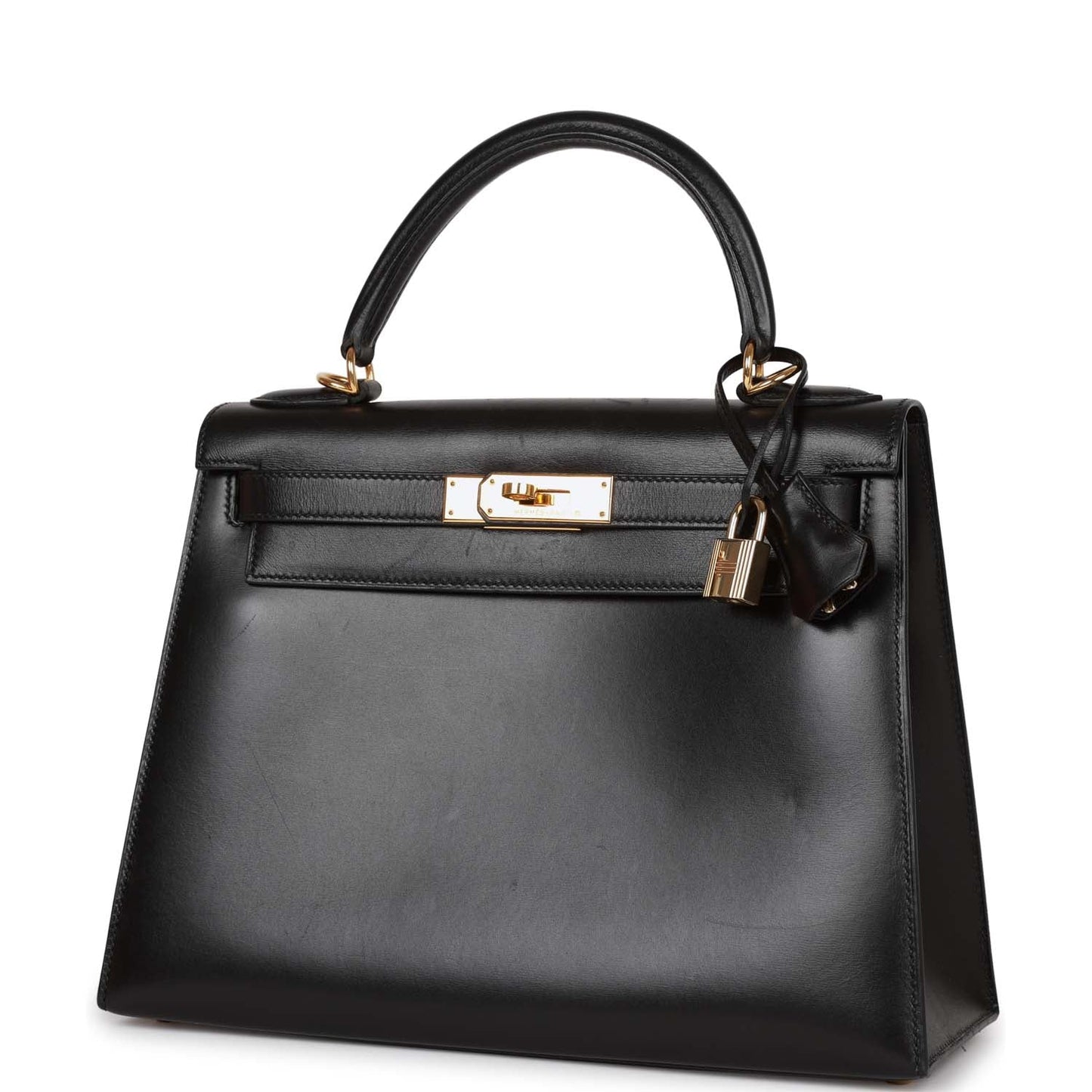 Hermes Kelly 28 Sellier Black Box Gold Hardware