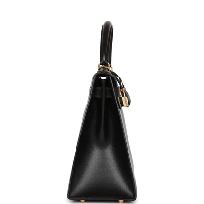 Hermes Kelly 28 Sellier Black Box Gold Hardware