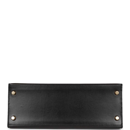 Hermes Kelly 28 Sellier Black Box Gold Hardware