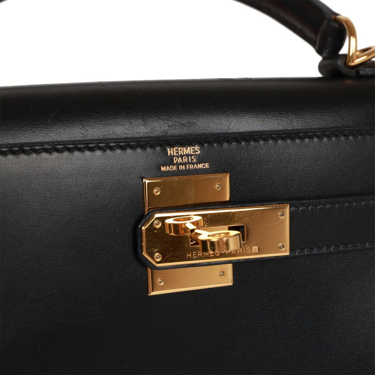 Hermes Kelly 28 Sellier Black Box Gold Hardware