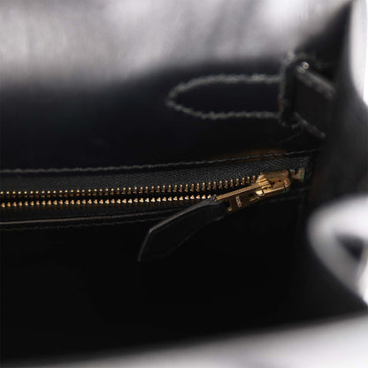 Hermes Kelly 28 Sellier Black Box Gold Hardware